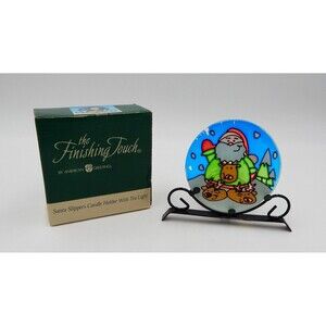 American Greetings The Finishing Touch Santa Slippers Candle Holder Tealight